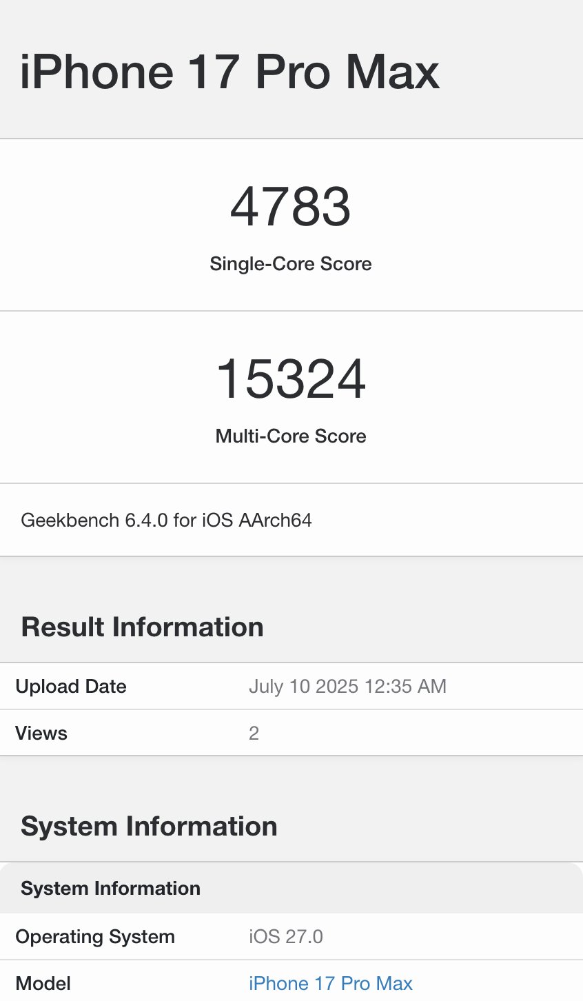 Fake A19 Pro Geekbench 6 results