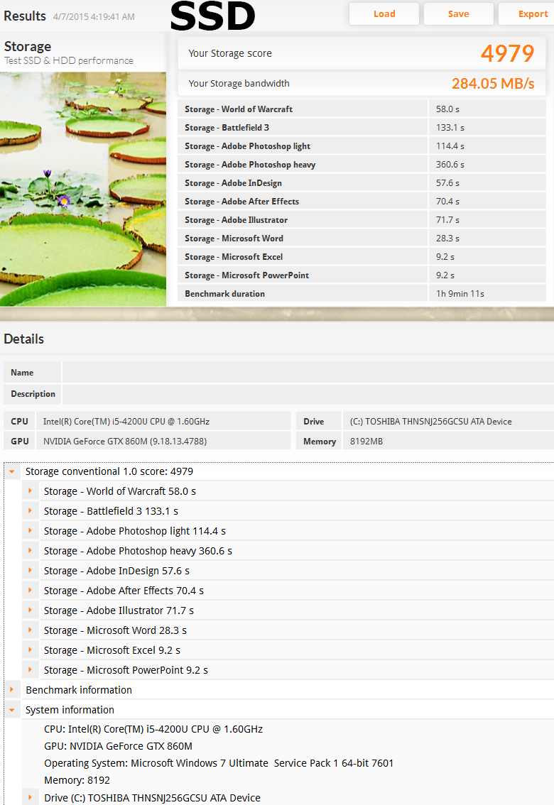 res pcmark storage test toshiba ssd