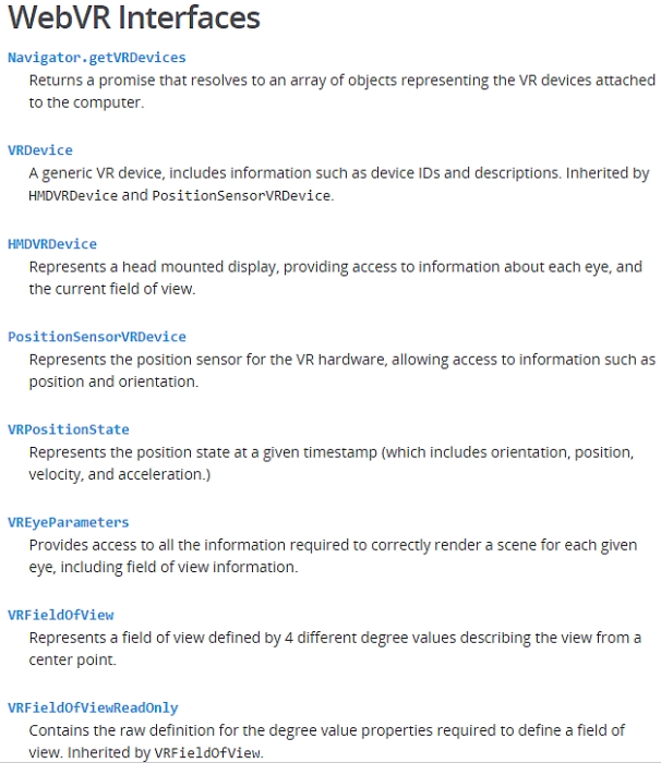 webvr interfaces