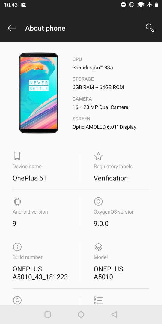OnePlus5TAndroid9
